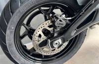 Detailaufnahme des Rads, des Bremsrotors und des Bremssattels.
